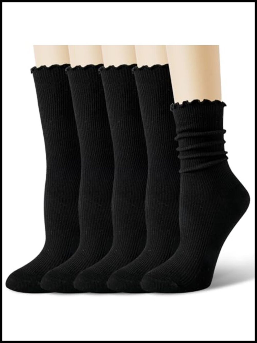 Merino Wool Ruffle Crew Socks Women Thin Breathable Frilly Ankle Socks